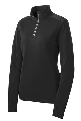 Ladie's Sport-Tek® Sport-Wick® Textured 1/4-Zip Pullover - Black