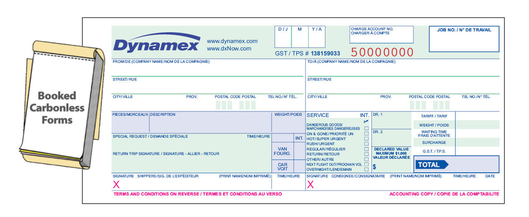 Canada: 4-part Booked Waybill