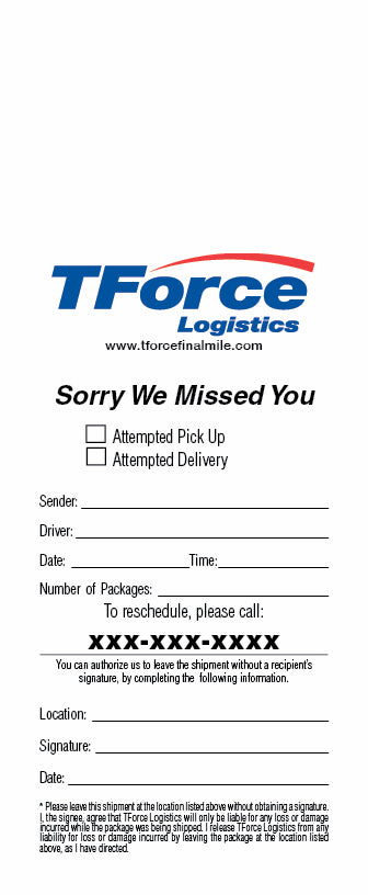 Door Hangers – 1-sided TForce Logistics