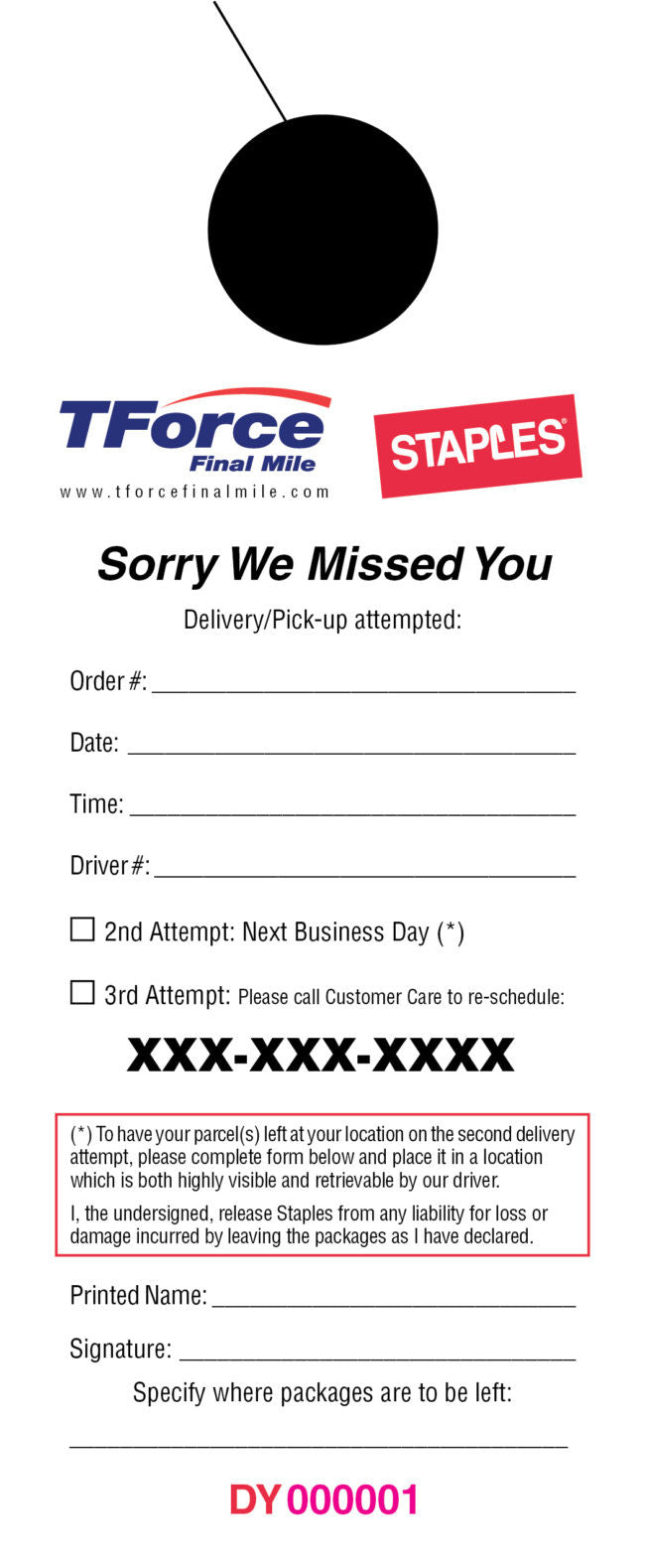 Forms and Door Hangers TForce Logistics